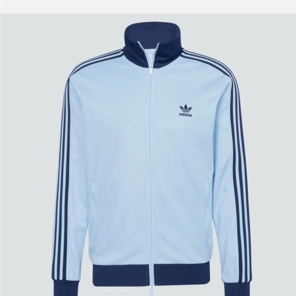 Adidas Men's Light Blue and Navy Bomber Jacket - Picture 1 of 6
